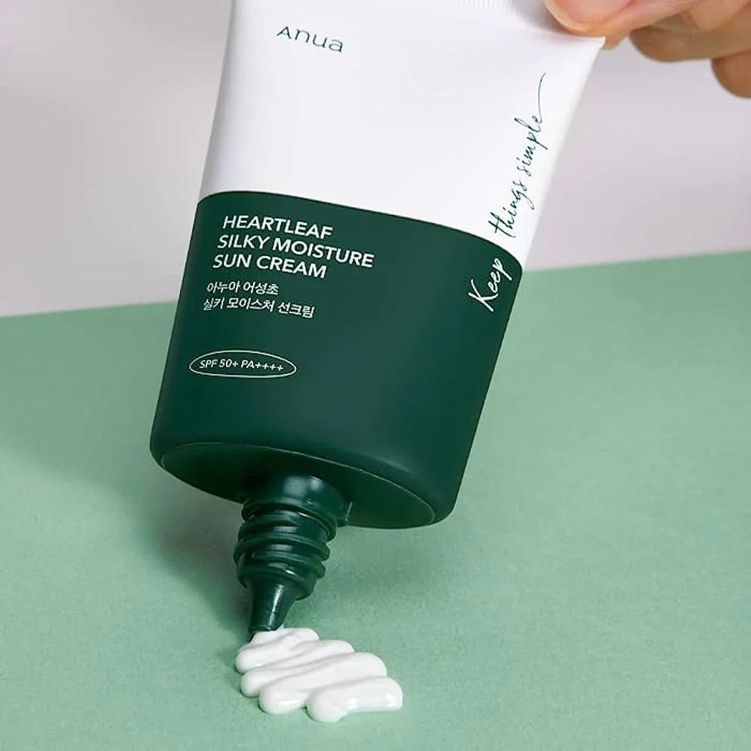 anua sliky sunscreen ANUA Heartleaf Silky Moisture Sunscreen 50ml - Image 1