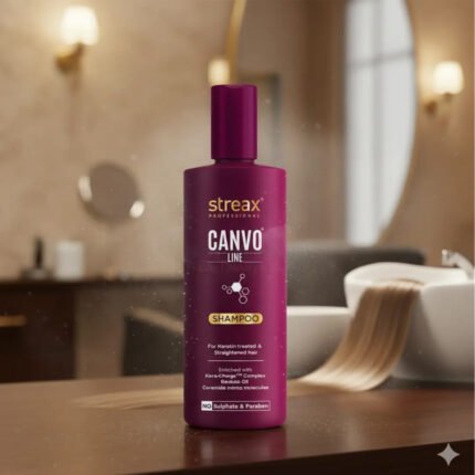 Streax Professional Canvo Line Shampoo 250ml for Keratin Treated, Straightened and Frizz-Prone Hair