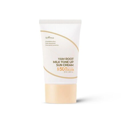 ISNTREE Yam Root Milk Tone Up Sun Cream SPF50+ PA++++ 50ml brightening mineral sunscreen for sensitive skin