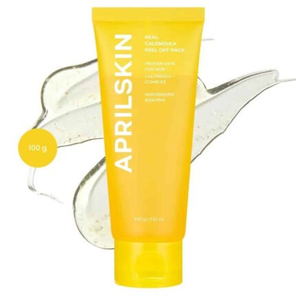 APRILSKIN Calendula Flower-Infused Facial Peel Off Mask 100g yellow tube product packaging