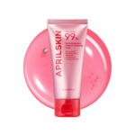 Clear flexible film of APRILSKIN TXA Niacinamide 99 Night Wrapping Mask peeling off face in morning