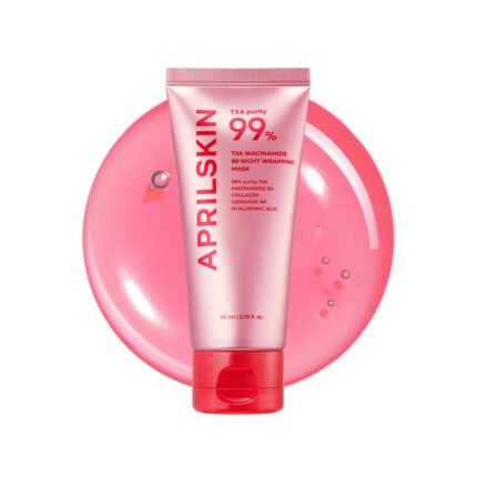 Clear flexible film of APRILSKIN TXA Niacinamide 99 Night Wrapping Mask peeling off face in morning