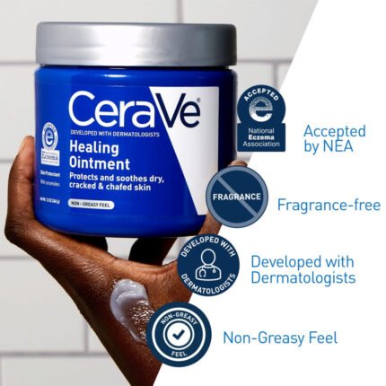 CeraVe Healing Ointment 340g with 46.5% petrolatum, ceramides, and hyaluronic acid for dry and cracked skin