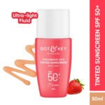 Dot & Key Strawberry Dew Tinted Sunscreen SPF 50+ PA++++ Shade 03 Sand 50ml for medium warm skin tone