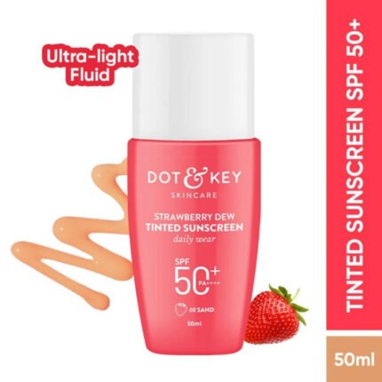 Dot & Key Strawberry Dew Tinted Sunscreen SPF 50+ PA++++ Shade 03 Sand 50ml for medium warm skin tone